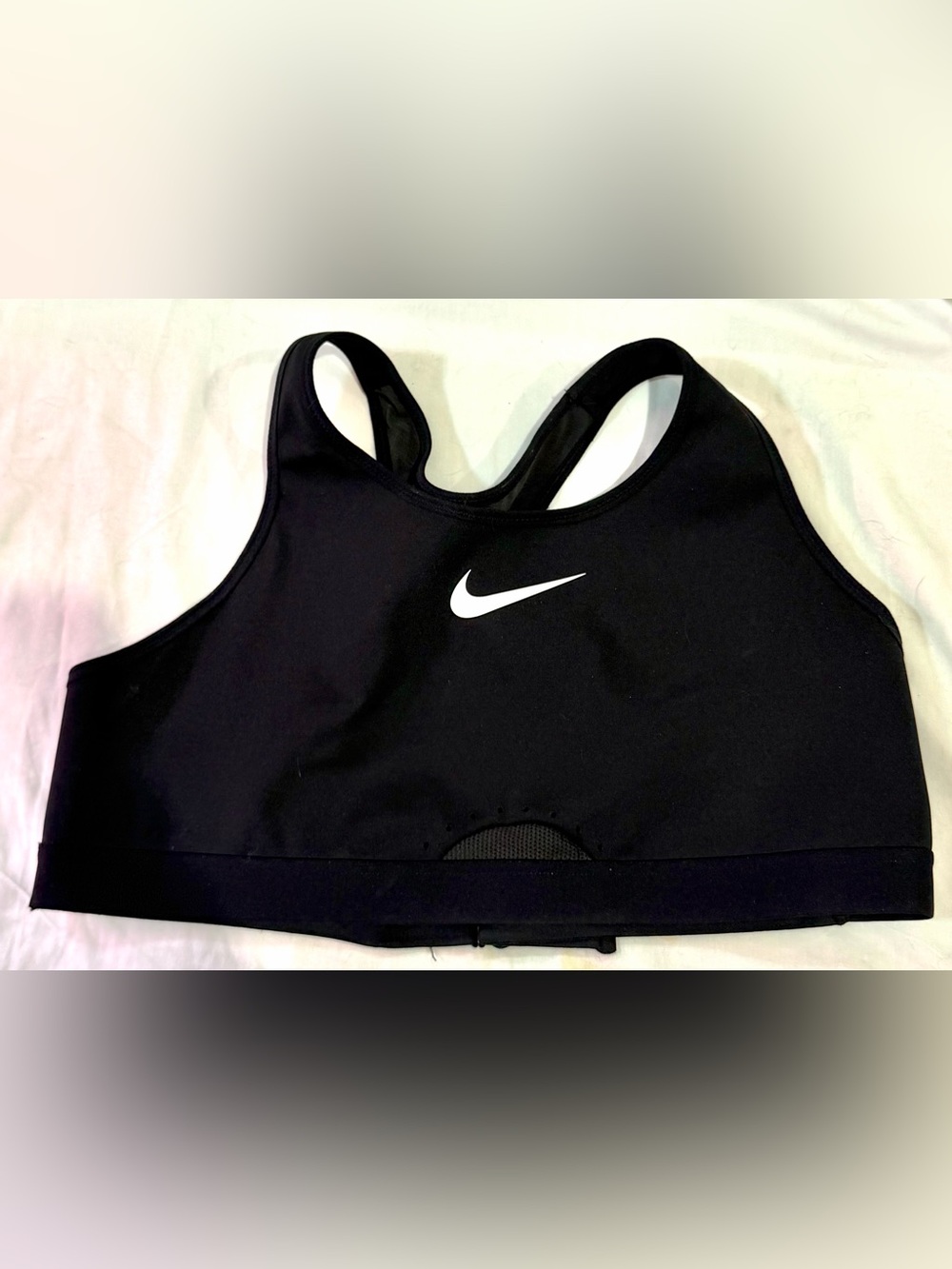 Nike Dri-FIT High Support Sports Bra Black Racerback Mesh Adjustable Sz M